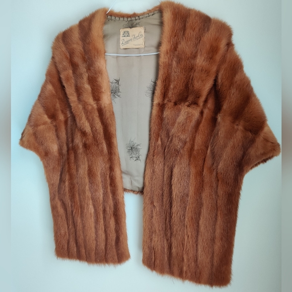 Vintage Ash Brown Red Mink Fur Stole Cape Stunning Dawes Furs Toronto - Picture 4 of 16